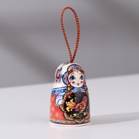 Matryoshka bell, Khokhloma, 5.5 cm