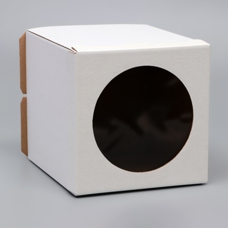 Box for a cake with a window, "circle", white, 26 x 26 x 30 cm-2