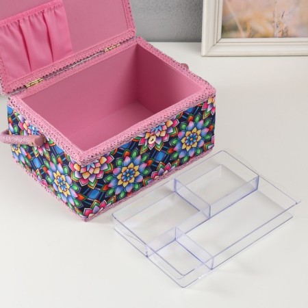 Casket for needlework "Kaleidoscope flowers" 19x26x14.5 cm-3