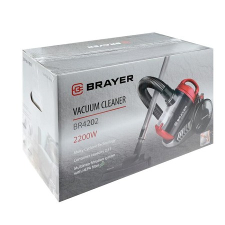 Vacuum cleaner Brayer 4202br, 2200/420 W, 2.5 l, cyclone, black and red-8