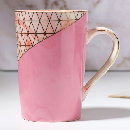 Ceramic “Geometry” mug, 350 ml, pink color-2