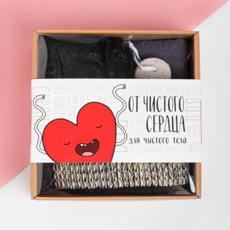 Gift set "from a clean heart" towel 30x60 cm and bath accessories-2