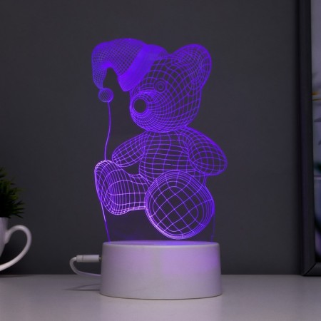 Touchscreen lamp "Bear in a hat" LED 7 USB colors/from white batteries-6