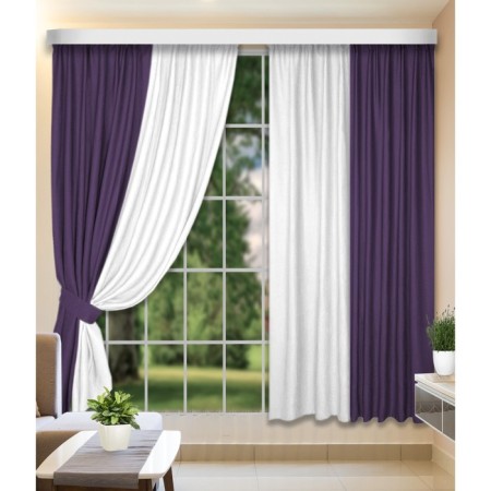 Set of curtains, size 160x250 cm, 2 pcs, color purple white