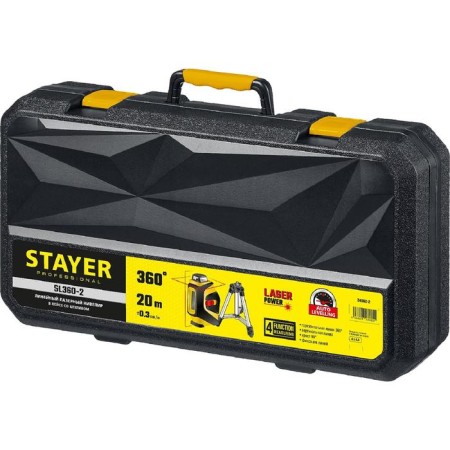 Laser Laser STAYER 34962-2, 20M, cross + 360 °, precisely. ± 0.3 mm/m, tripod, case-9