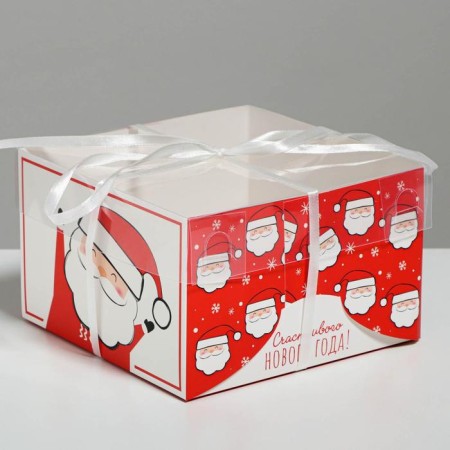 Box for the Capcake "Happy New Year!", 16 x 16 x 10 cm, New Year-1