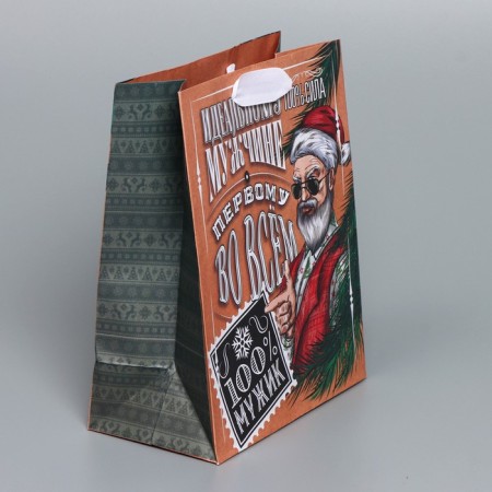 Craft vertical package “100% Man”, MS 18 x 23 x 10 cm, New Year-1