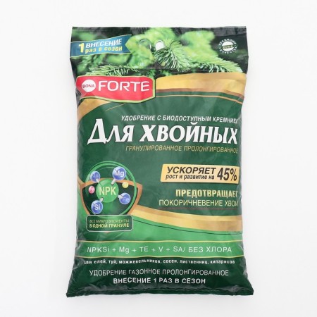 Fertilizer BONA Forte coniferous (spring) with bio -accessive silicon, granules, bag, 10 kg