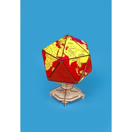 Designer Wooden 3D Ewa Globe Icosahedron with a secret (box, safe) red-12