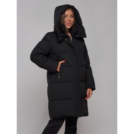 Coat insulated winter female, size 44, black color-7