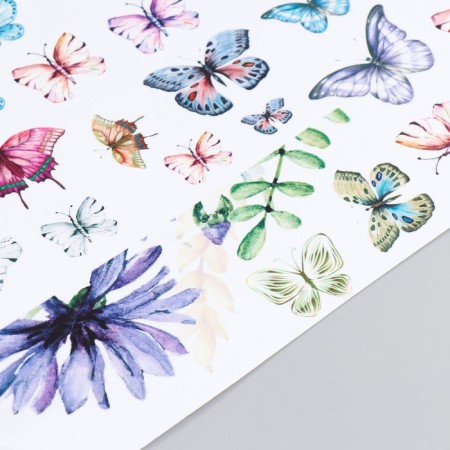 Sticker Plastic Interior color "Bouquet of wildflowers with butterflies" 30x90 cm-2