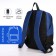 Youth backpack from textiles with a zipper, waterproof, external pocket, black/blue color