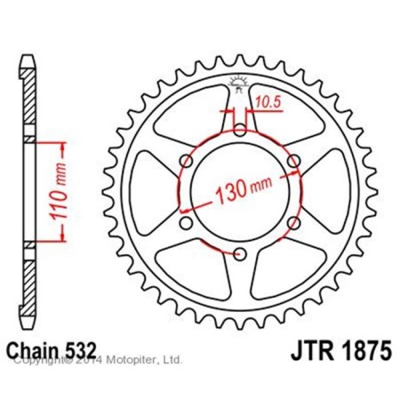 Leader star JT SPROCKETS JTR1875-48, chain 532, 48 teeth