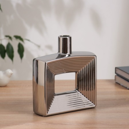 VAZA Ceramics Table "Bram" straight, 20x17 cm, silver-1