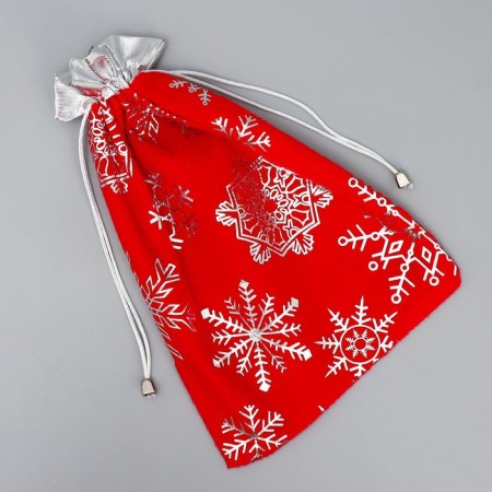 Bag gift plush “I hurry to you”, snowflakes, embossing, 20 x 30 cm +/- 1.5 cm, New Year-3