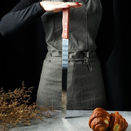 Knife for biscuit even edge konfinetta, blade length 35 cm, wooden handle-5