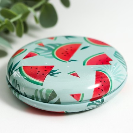 Casket Metal round "Fruits and vegetables" Packing 12 pcs 1.8x7x7 cm-2