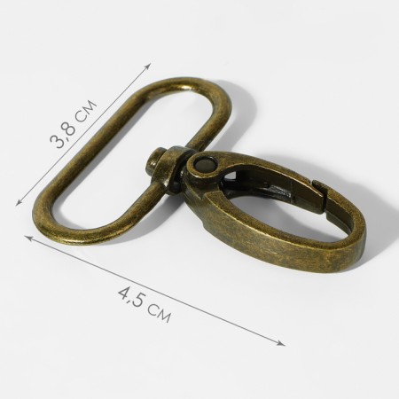 Metal carbine, 45 × 38 mm / 32 × 2.7 mm, 10 pcs, bronze color-1