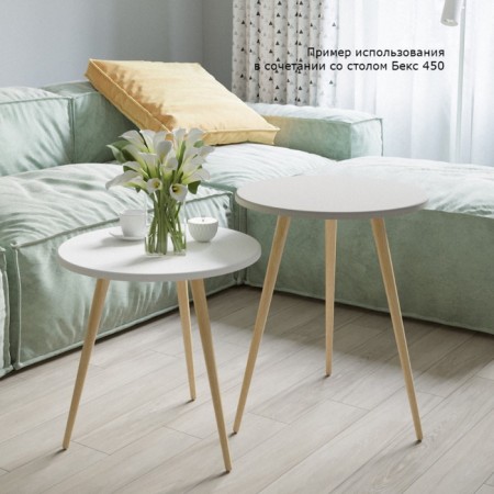 Brown table "Bex 450", 450 × 450 × 450 mm, white color-2