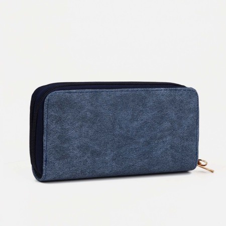 Women's wallet on lightning, department for bills, for cards, for coins, blue color-1