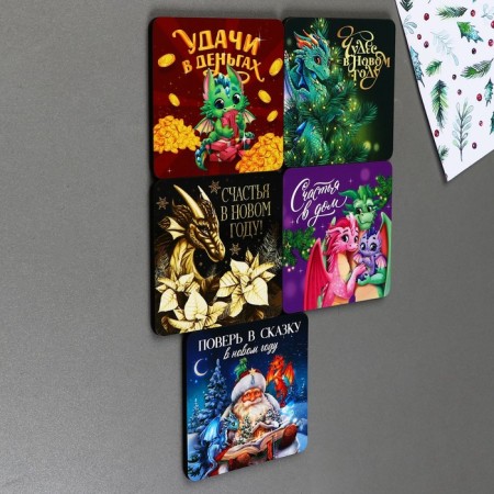 Wooden magnet "New Year", mix of 5 pcs-5