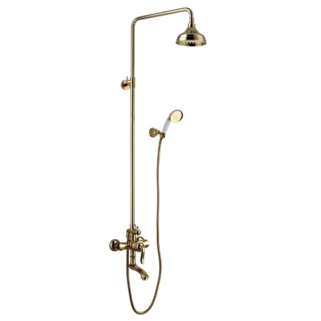 Lemark Brava LM4762G shower system, tropical shower, shower set, brass, gold