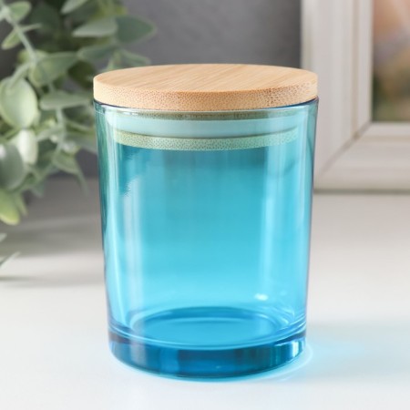 Bank for candles glass with a “blue gradient” lid 220 ml 7x7x8.4 cm
