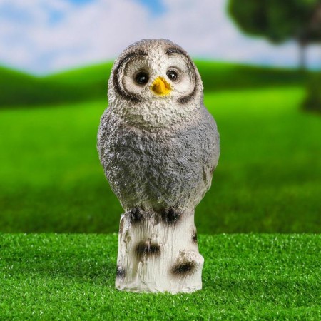 Garden figure "Owl on a tree" gray, 26cm-3