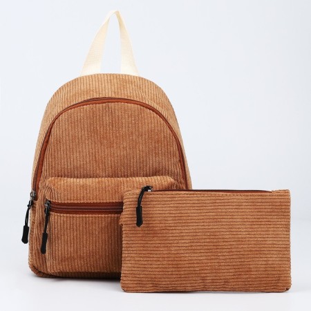 School textile backpack, 22x24x12 cm, beige color-1