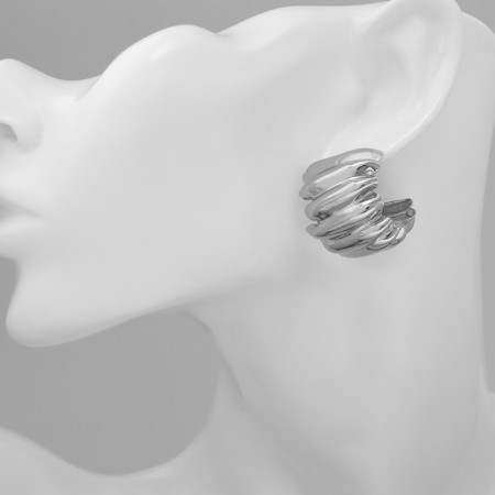 Earrings Metal "Abstraction" wing, color silver-3