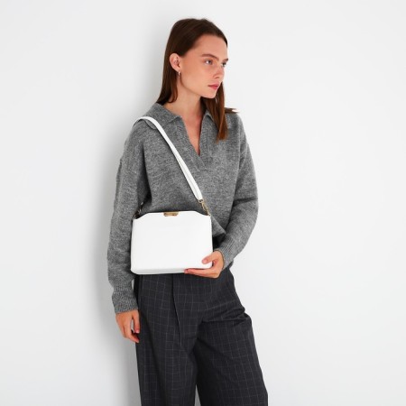 Bag Cross-Bodi with a zipper, white color-7