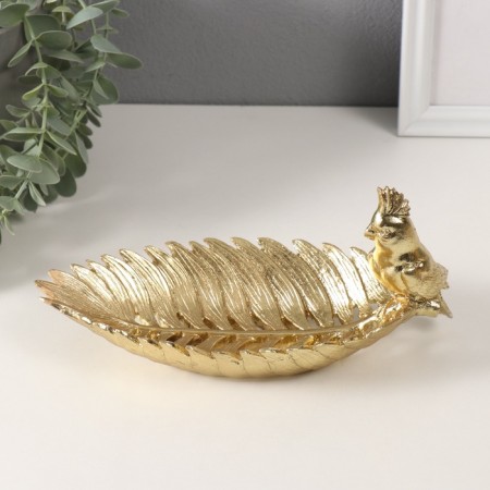 Souvenir Polystone stand "Golden parrot with a crest on a gold sheet" 11x24.5x11 cm
