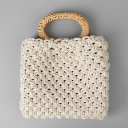 Handles for bags are wooden, wicker, d = 9.8 × 5.9 / 13.5 × 9.5 cm, 2 pcs, beige color-3