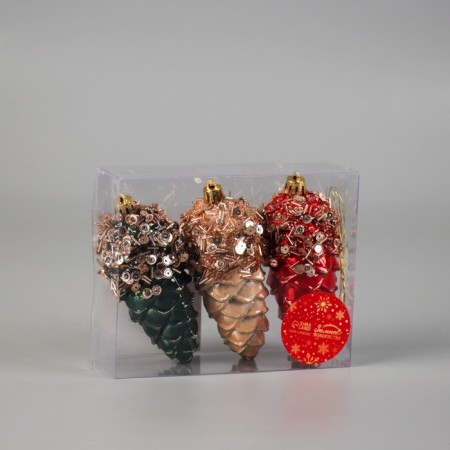 Decoration Christmas tree "cone Cole" (set 3 pcs) 12x4 cm, mix-1