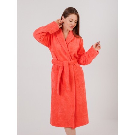 Women's bathrobe, with a shack, size 44-46, coral color-1
