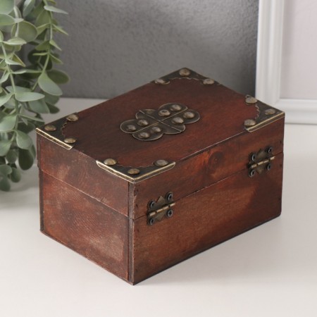 Casket wood chest "Herchism" with rivets, brown 15x10.5x8.5 cm-3
