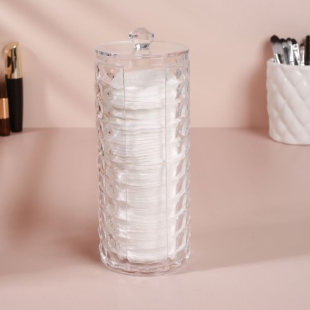 Organizer for storing cotton pads, with a lid, D - 7 × 7 × 19 cm, color transparent color-3