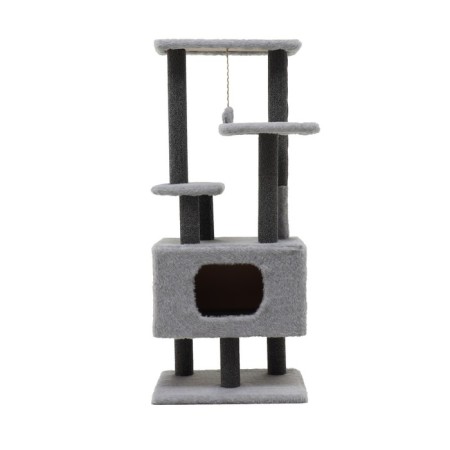 Complex for cats with a cascade clawk, carpet, 53 x 50 x 124 cm, gray-1