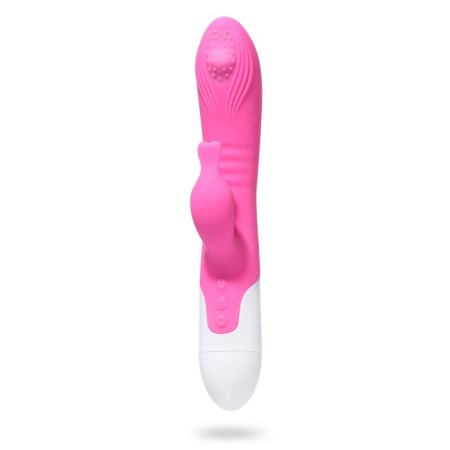 A vibrator with a clitoral stimulator, 12 modes, heating, 23.7 x7.6 cm, pink-1