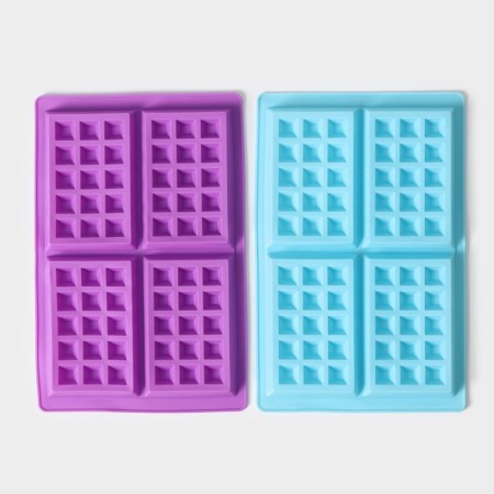 The form for baking the share "Sweets. Viennese waffles ”, silicone, 28.5 × 18.5 cm, 4 cells (12.3 × 8.1 cm), Mix color-6