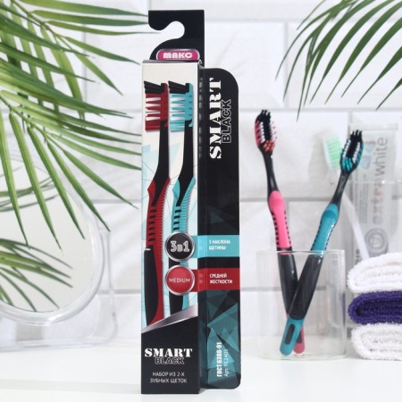 Smart toothbrush Black medium stiffness, red + green, 2 pcs.-2