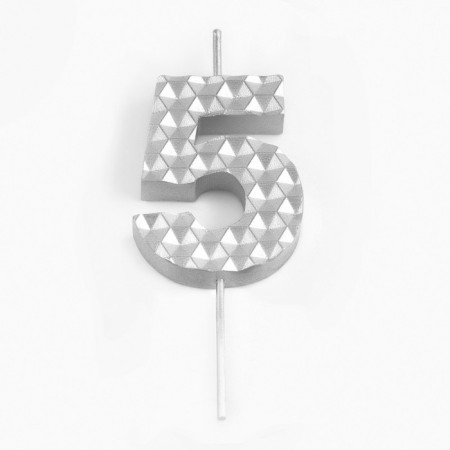 Candle in the cake on the skewer "Sot", the number 5, 7 cm, silver-2