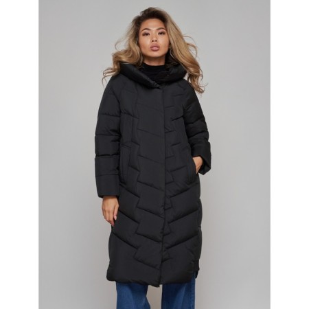 Coat insulated winter female, size 48, black color-7