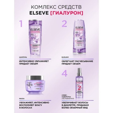 Hair mask Elseve "Gialuron filler", moisturizing, 300 ml-8