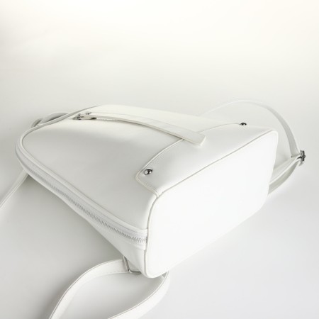 City backpack of artificial leather with lightning, white color-4