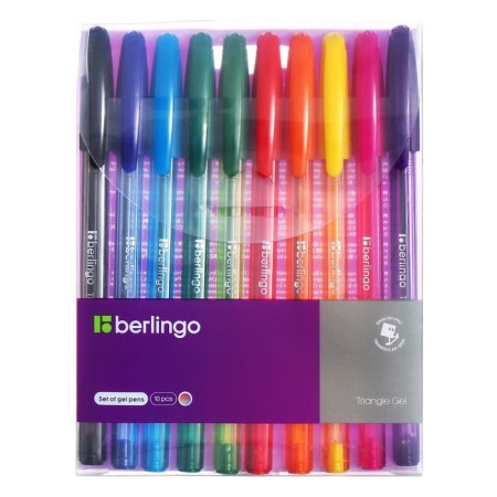 Набор гелевых ручек 10 цветов, Berlingo "Triangle Gel" 0.5мм, микс-4