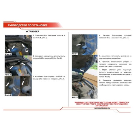 Hopes of the hood Auto-unit for Ford Focus II 2005-2008 2008-2011, 2 pcs., UFDFOC013-4