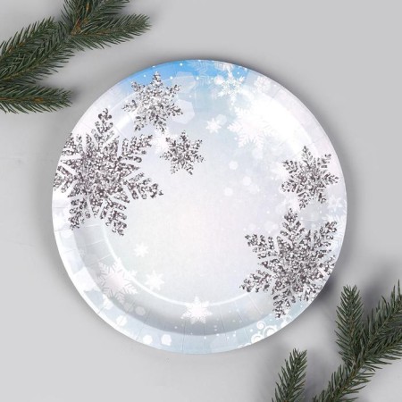 Paper plate "Snowflakes", 23 cm, set 6 pcs.