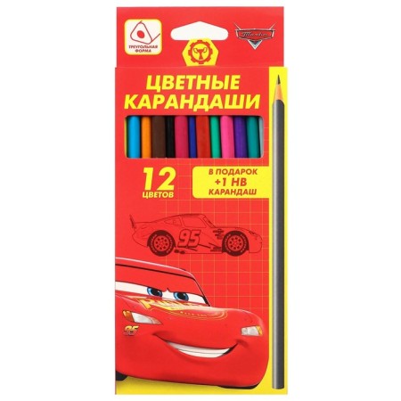 Colored pencils, 12 colors, trihedral, cars-6