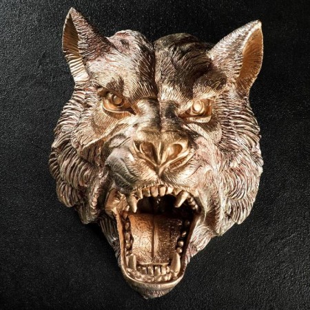 Suspension decor "Wolf's head" bronze 38x30x28cm